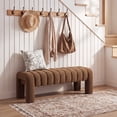 thumbnail image 3 of Zesthouse 43.3″ End of Bed Bench, Boucle Tufted Upholstered Ottoman Bench with Padded Seat and Solid Wood Leg, Modern Entryway Bench for Bedroom, Living Room, Brown, 3 of 11
