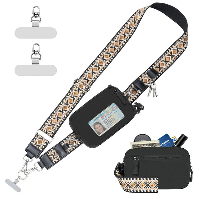 Correa de teléfono bandolera Tiostep Clip and Go con cartera negra