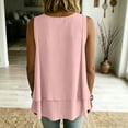 thumbnail image 6 of TGSLY Women's Crew Neck Double Layer Chiffon Tank Tops Flare Hem Swing Sleeveless Tunic Shirt Loose Flowy A-Line Fit Solid Color Blouse XXL, 6 of 9