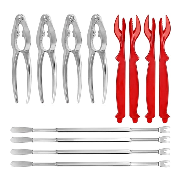 12 Pcs Seafood Tools Set – Crab Crackers Nut Cracker Forks Set, Shellfish Lobster Opener Tool for Crab Legs, Oysters, Shrimp – Heavy Duty Zinc Alloy