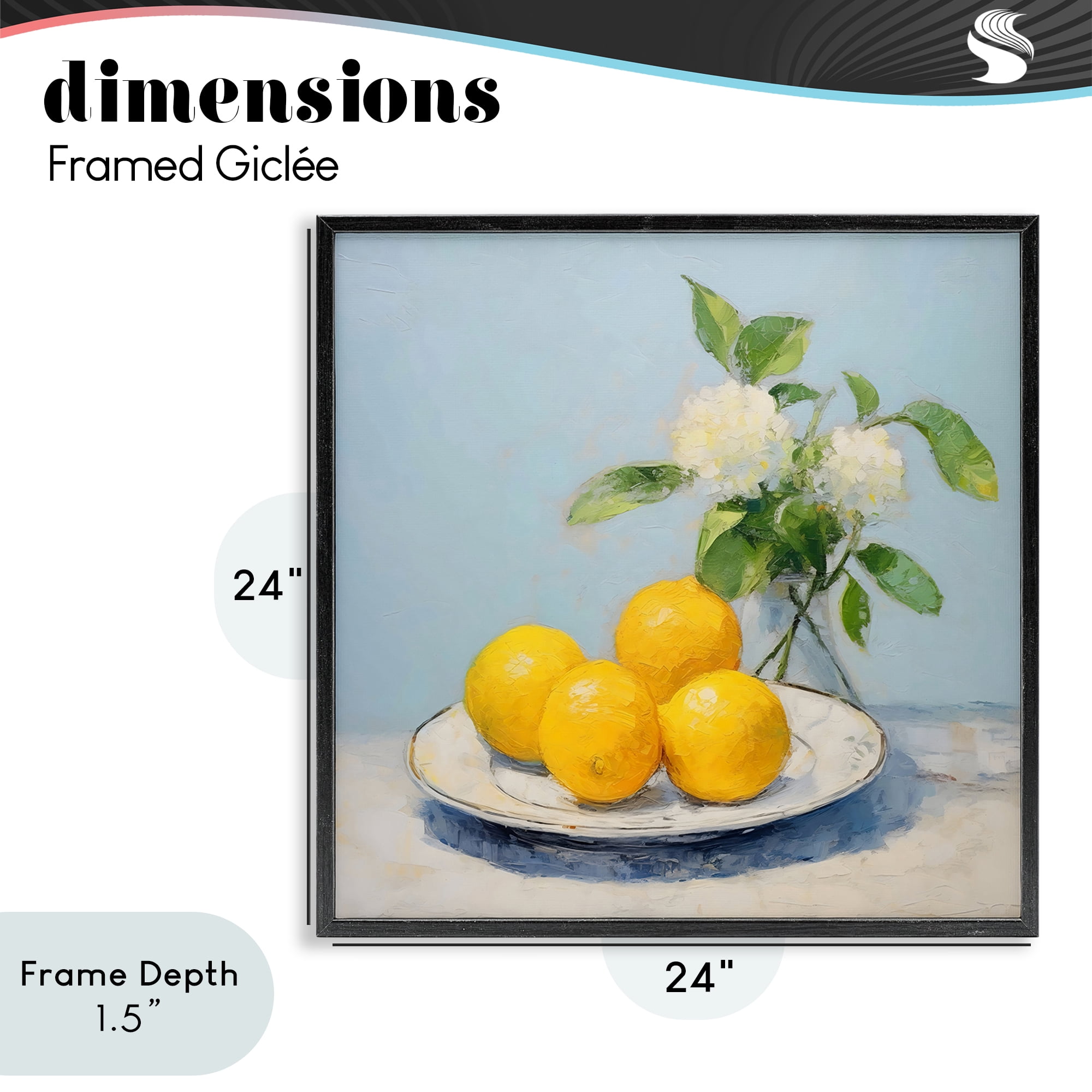 Stupell Industries Vase of Flowers and Lemons Black Framed Giclee Art, design by Creative Studio