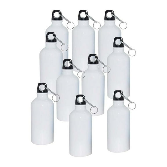 INTBUYING 50pcs 600ml Aluminium Water Bottle with Safe Lock White