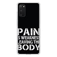 thumbnail image 1 of DistinctInk Clear Shockproof Hybrid Case for Galaxy S20 ULTRA / 5G (6.9" Screen) - TPU Bumper, Acrylic Back, Tempered Glass Screen Protector - Pain is Weakness Leaving the Body - Inspirational Quote, 1 of 2