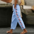 thumbnail image 6 of ZToonmas Solid Floral Embroidery Linen Barrel Pants for Women Drawstring Elastic Waist Loose Ankle Casual Cropped Pants with Side Pockets, 6 of 6