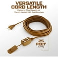 thumbnail image 5 of 25 Feet Brown Extension Cord, 3 Outlet 2 Prong 16 Gauge Cable, Indoor use, Heavy Duty, High Quality Extension Cord (2 Pack) - By Revpex, 5 of 8