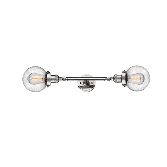Innovations 208L-PN-G204-6-LED Beacon 2 Light Bath Vanity Light part of the Franklin Restoration Collection, Polished Nickel