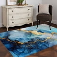 thumbnail image 4 of Gold Blue Marble Washable Area Rugs 3'x5', Luxury Gorgeous Ocean Abstract Modern Low Pile Throw Living Room Rug Non-Slip Sturdy Edge Binding Carpet for Indoor Entryway Bedside Kitchen, 4 of 9