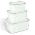 thumbnail image 3 of PENGXIANG 3pcs Fruit Storage Containers for Fridge  Produce Saver Vegetable Container with Drain Colanders - Refrigerator Organizer for Lettuce Berry Keepers (White), 3 of 11