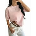 thumbnail image 2 of Suéteres de Verano para Mujer, de Corta, Cuello Redondo, Ligeros, Holgados, Elegantes, Informales, Tipo Blusa Rosa L, 2 of 8