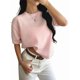 thumbnail image 2 of Suéteres de Verano para Mujer, de Corta, Cuello Redondo, Ligeros, Holgados, Elegantes, Informales, Tipo Blusa Rosa XL, 2 of 8