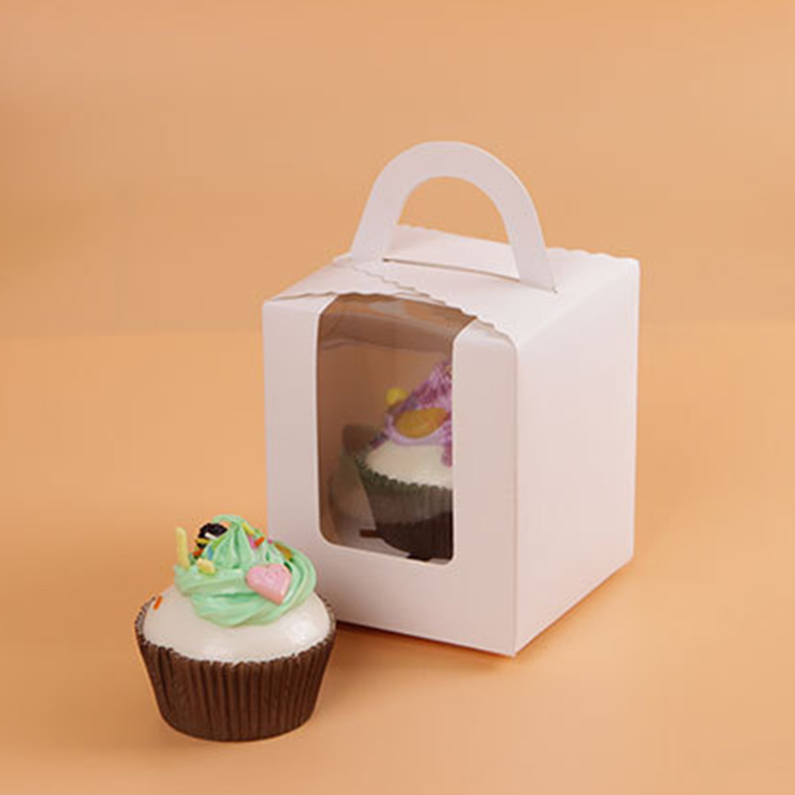 Cupcake Boxes Blue 6 Pack Fairy Cake Fun Muffin Boys Girls Retro Clear Window 