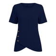 thumbnail image 6 of TGSLY Women's Ribbed Knit Tops Lightweight Soft Crew Neck Short Sleeve Shirts Dressy Casual Solid Color Asymmetric Wrap Hem Tunic Blouses M, 6 of 10