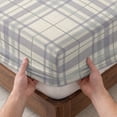 thumbnail image 3 of Twin XL Size Fitted Sheet Set - Buffalo Plaid 2 Piece Bedding Sets 16" Deep Pocket Fitted Sheet with 1 Pillowcases, Lavender Lilac Farmhouse Gingham Striped Brushed Microfiber Hotel Luxury Bed Sheets, 3 of 9