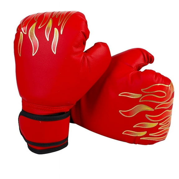 Children Boxing Gloves Kids Unisex PU Fire Flame Printed Fight Match Hand Protector Fitness Sanda Sportswear Entertainment Show Accessories 1pair,For 3-10Years