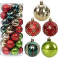 thumbnail image 1 of Adornos para árbol de Navidad, juego de 30 bolas navideñas de 2,36 in, bolas navideñas rojas, verdes y doradas, juego de adornos colgantes irrompibles para árbol, 1 of 6