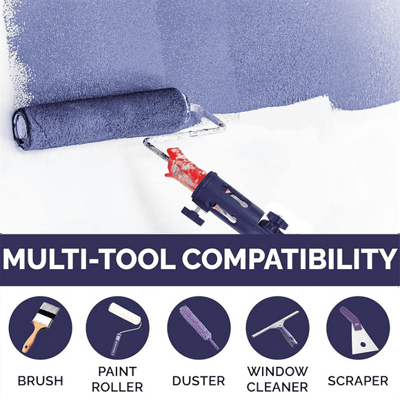 2PCS Multi-Angle Paint Brush Extender -Extension Pole Attachment Holder for Paint Brush for Easily Reach Ceilings, Walls