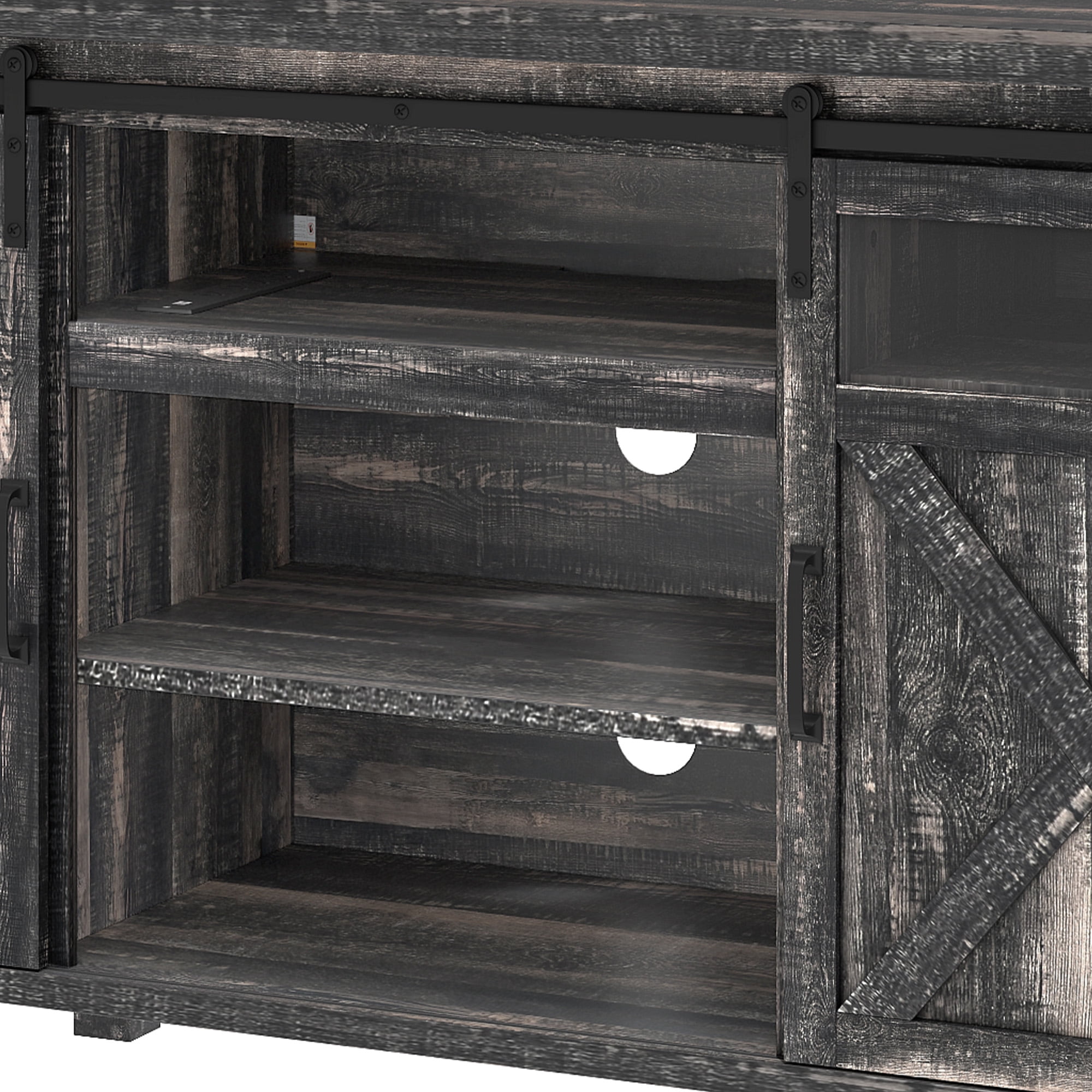 Uforic Farmhouse TV Stand for 75 inch TV, Entertainment Center with Power Outlet, Storage Drawers, TV Console,Dark Rustic Oak