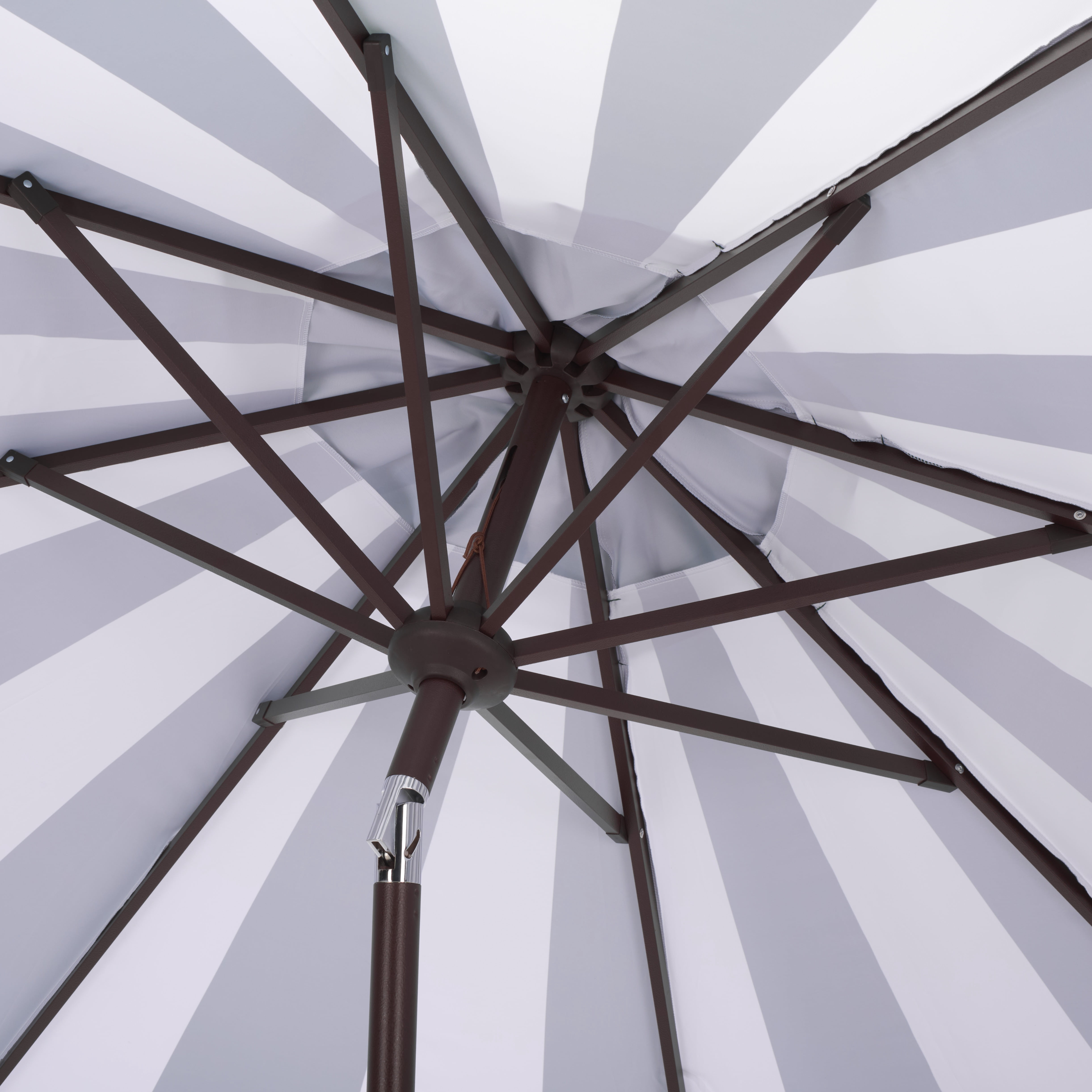 Safavieh Outdoor Meze 9ft Crank Umbrella, Hunter Green Stripe