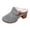 Grey, variant on Womens Chunky Stacked Heel Slippers Soft Fleece Slip on Winter Shoes with Buckle for Cold Weather Indoor Outdoor Daily Casual Wear