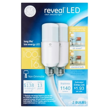 GE Reveal 16W 1140 Lumens LED Bulbs, 2 count