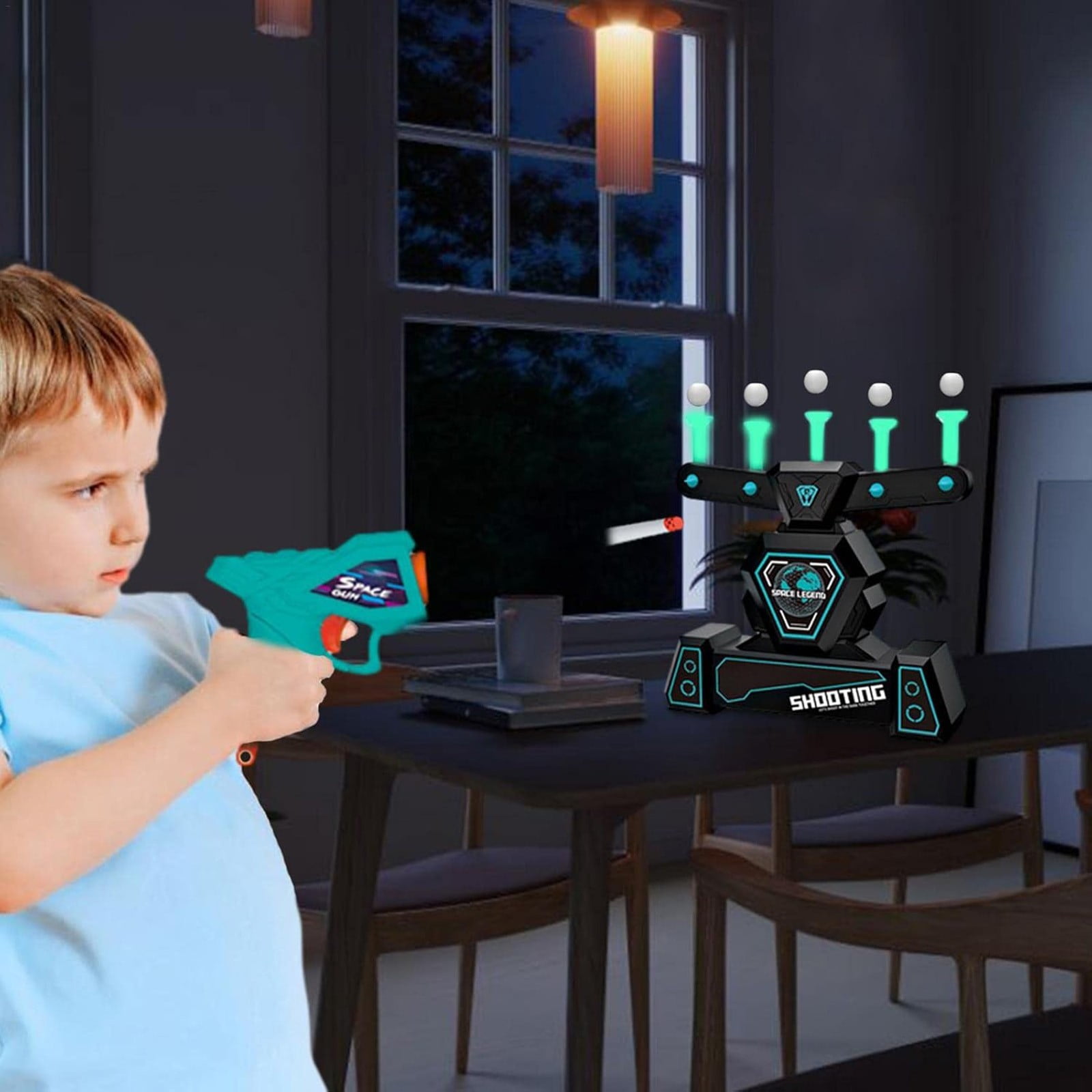 Electronic Floating Target Practice Toy Set With Foam Dart & Space Toy Guns Floating Space Toy Guns Adjustable Airflow Usb Powered Interactive Shooting Game For All Ages And S