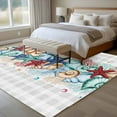 thumbnail image 4 of Summer Marine Large Area Rugs 5x8 ft Life Beach Starfish Shell Coral Grey Plaid Washable Rug Non Slip Indoor Carpet Absorbent Floor Mat for Living Room Bedroom Dining Room, 4 of 9