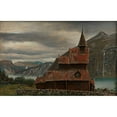 thumbnail image 3 of Knud Baade 24x17 Black Modern Framed Museum Art Print Titled - Urnes Stave Church in Sogn (1832), 3 of 5