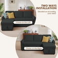 thumbnail image 6 of Pingliang Home Pull Out Sleeper Sectional Sofa Bed with Storage Chaise, Convertible L Shaped Couch with Side Pockets,Modern Linen Reversible Sofa Couch for Living Room Apartment Office Studio, 6 of 8