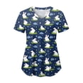 thumbnail image 4 of GEWSEY Scrubs for Women Tops Easter Print Shirt V Neck Cartoon Pattern Short Sleeve Nursing Uniform with Pockets (Blue, XL), 4 of 7