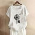 thumbnail image 1 of Chemises à Manches Courtes pour Femmes Hauts d'Été Tendance 2023 Mode Femme Col Rond Blouse à Manches Courtes T-Shirt Imprimé Hauts Amples, 1 of 5