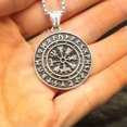 thumbnail image 2 of GAVONO Norse Viking Compass Vegvisir Rune Pendant Necklace Sigil Stainless Steel Gift, 2 of 8