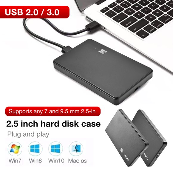 Ruiboury 2 Pieces Sata to USB3.0 2.5 inch Hard Disk Case External Hard Disk Box with USB Cable HDD Enclosure USB3.0