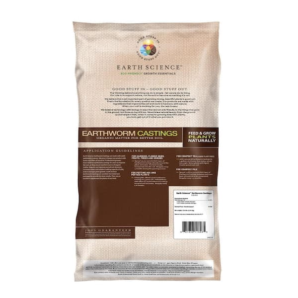 Earth Science Organic Earthworm Castings, 12 lb, Improves Soil Health, Promotes Vibrant Growth, Natural Food for Indoor & Outdoor Plants – Soil Builder for Vegetable Gardens