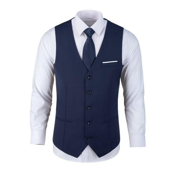 Boy's 3PCS 4 Button Formal Suit Vest White Shirt and Die Navy 2T