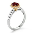 thumbnail image 3 of Gem Stone King 10K White and Yellow Gold Red Rhodolite Garnet and White Lab Grown Diamond Halo Engagement Ring for Women (1.03 Cttw, Gemstone January Birthstone, Oval 7X5MM), 3 of 4