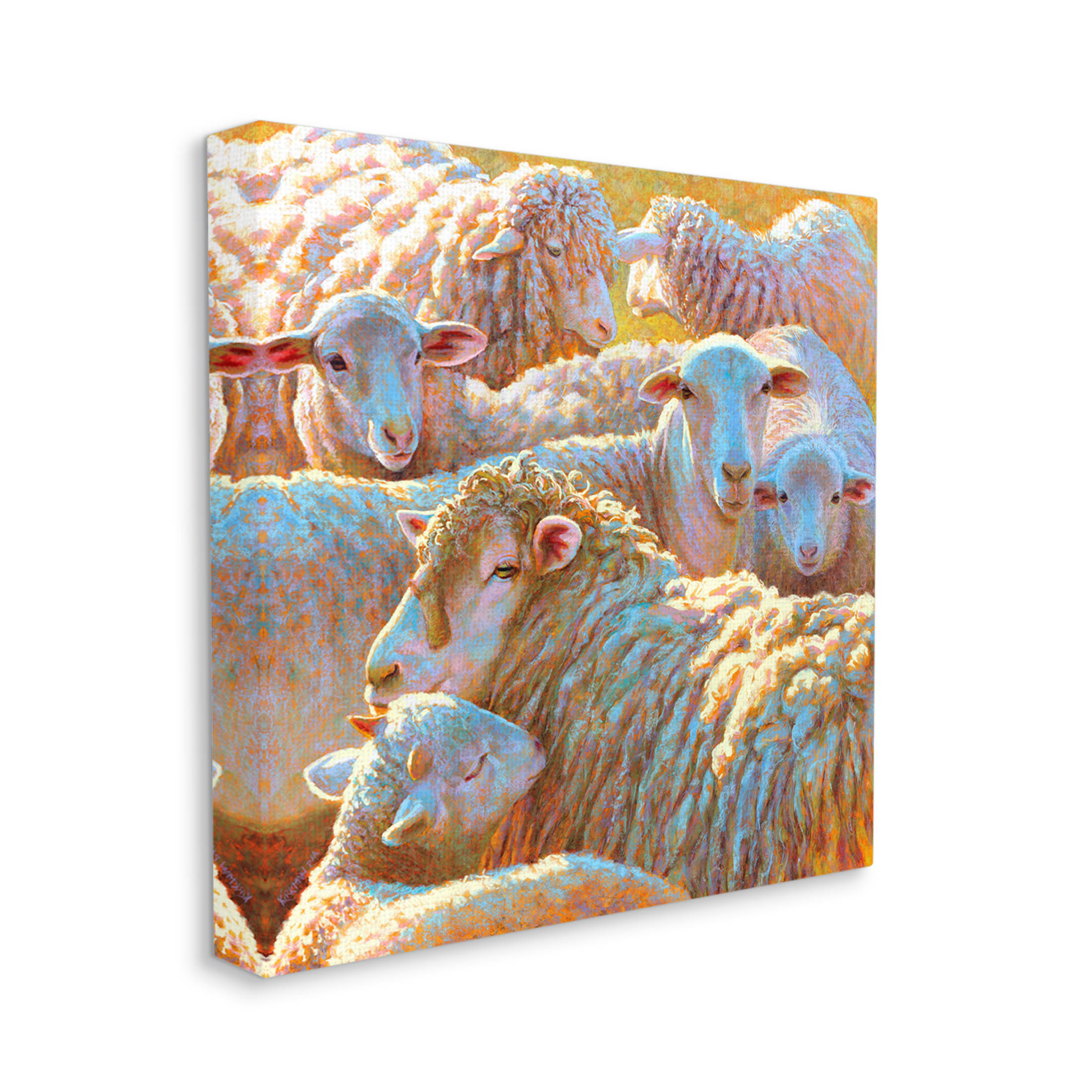 Sheep Herd Farm Animals Animals & Insects Painting Gallery Wrapped Canvas Print Wall Art
