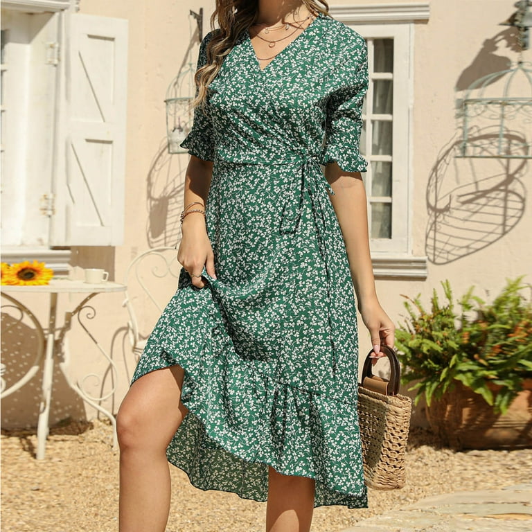 Bohemian Ruffle Hem Floral Mini Dress Bohemian Ruffle Hem Floral Mini Dress