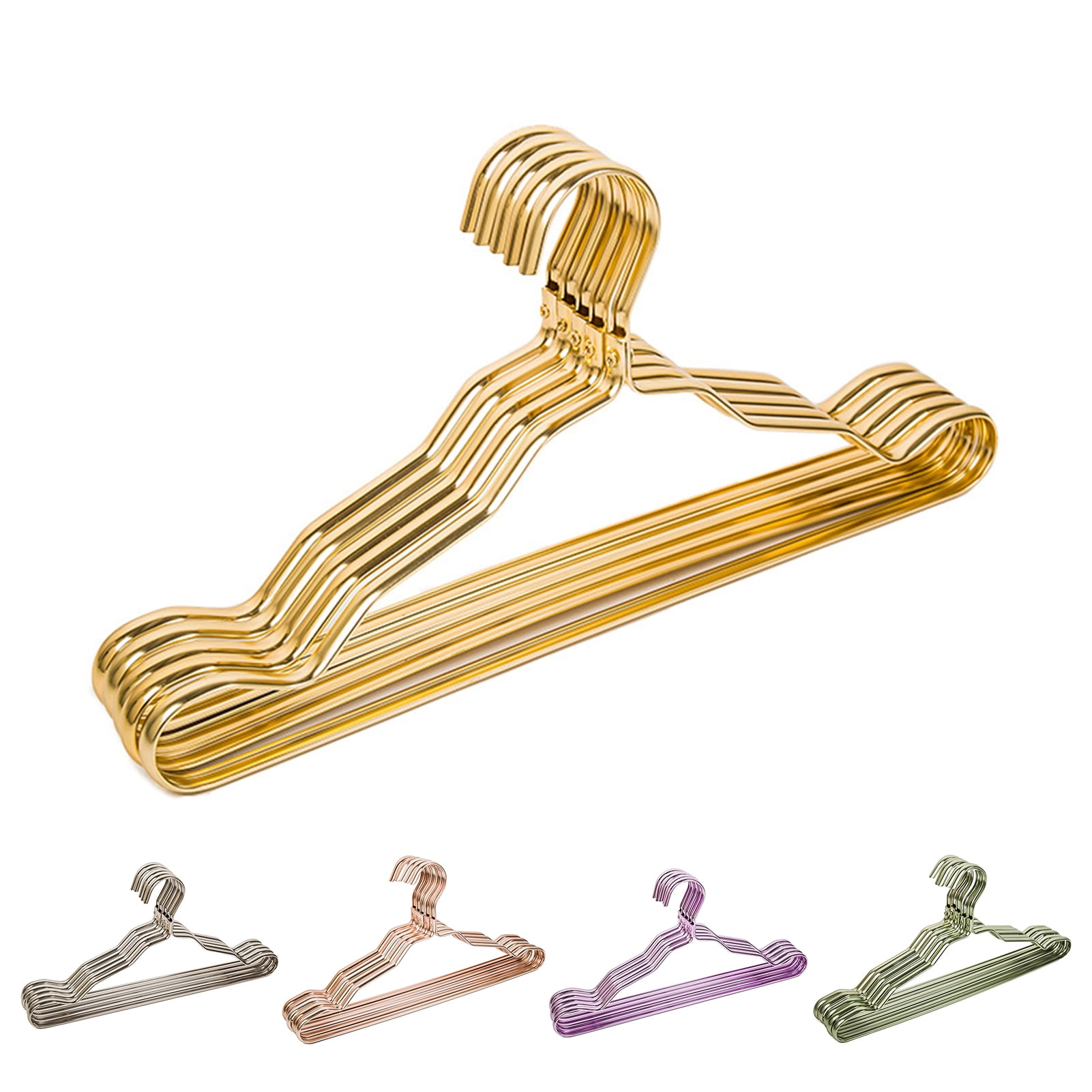 SPRING PARK 10Pcs/Set Heavy Duty Shiny Metal Clothes Hanger, Coat Hanger, Suit Hanger, Dress