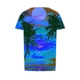 thumbnail image 5 of Ayolanni Short Sleeve Blouses for Women Casual Scoop Neck Tropical Print Pleated Blouse Beach Fitted Shirts Women's Tops, Tees & Blouses Blue L, 5 of 6