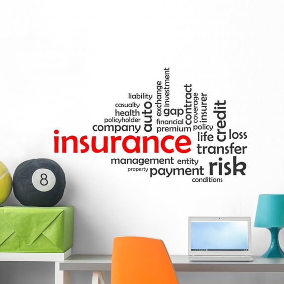 Word Cloud Insurance Wall Mural by Wallmonkeys Peel and Stick Graphic (36 in W x 21 in H) WM256950
