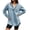 Blue, variant on Spring Fall Women Long Sleeved Loose Denim Blouse Oversize V-neck Jeans Jacket with Pocket