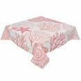 thumbnail image 2 of Coastal Pink Tablecloth Square Table Cloth 54x54, Waterproof Tablecloth Outdoor Table Cloth, Ocean Coral Starfish Shell Modern Sea Washable Table Cover for Kitchen Dining Party, 2 of 8