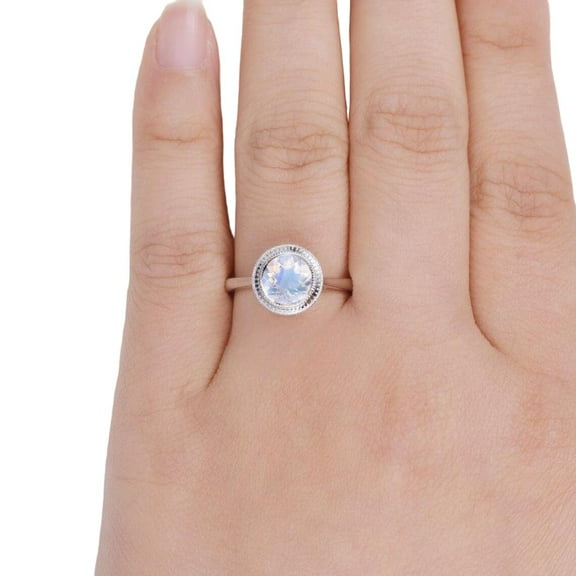 June Birthstone, Natural Blue Fire Rainbow Moonstone Solitaire Ring, Cocktail Ring, Women Ring, Gold Micron Ring, 925 Sterling Silver, Dainty Minimal Ring, Statement Ring, Christmas Gift, Engagement
