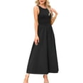 thumbnail image 4 of INSPIRE CHIC Sleeveless Maxi Dress for Women's Patchwork A-Line Crew Neck Stretchy Casual Tank Dress XS Black, 4 of 6