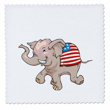 3dRose Republican Party Elephant Mascot - Quilt Square, 6 by 6-inch