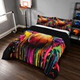 thumbnail image 2 of Manfei Basketball Queen Comforter Set, Sports Comforter Sets Queen, Black Multicolor Orange, Black Reversible 3pcs 1 Comforter and 2 Pillowcases, 2 of 6