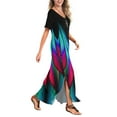 thumbnail image 4 of USSUMA Sun Dresses Women Summer Casual Short Sleeve Loose Pocket Long Slit Maxi Sundresses for Women Tie Dye Plus Size Dress for Women V Neck Graduation Dress, 4 of 6