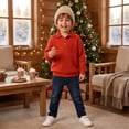 thumbnail image 4 of Boys Collared Sweatshirt Casual Solid Color Polo Long Sleeve Shirt Waffle Texture Boys Pullover Loose Plain Sweatshirt with Buttons, 4 of 9