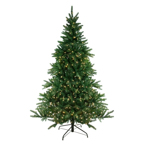Northlight Multi-Color Prelit LED Green Instant Connect Artificial Noble Fir Christmas Tree, 9'