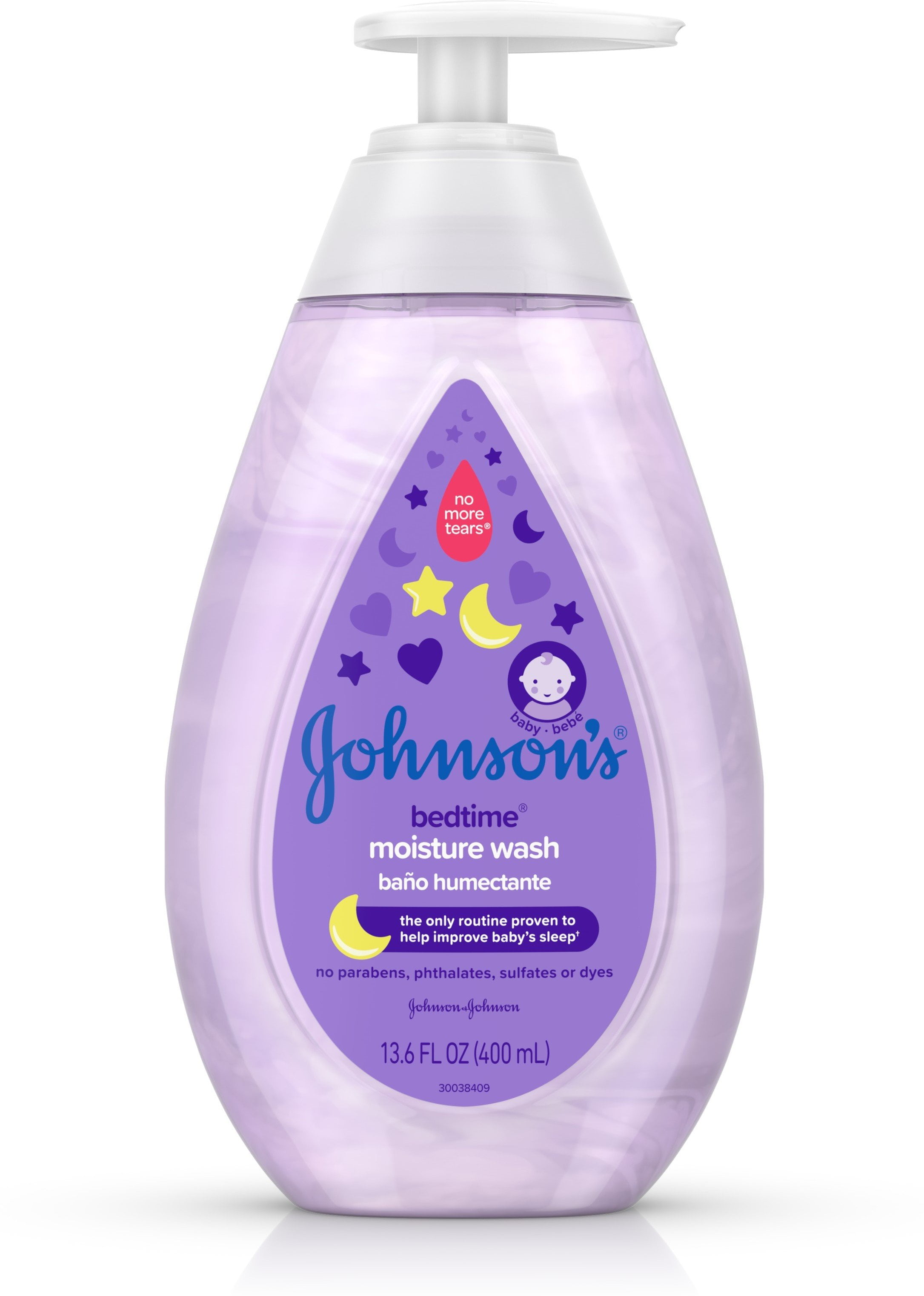 Johnson's Tear-Free Bedtime Baby, Moisture Wash with Soothing 13.6 oz